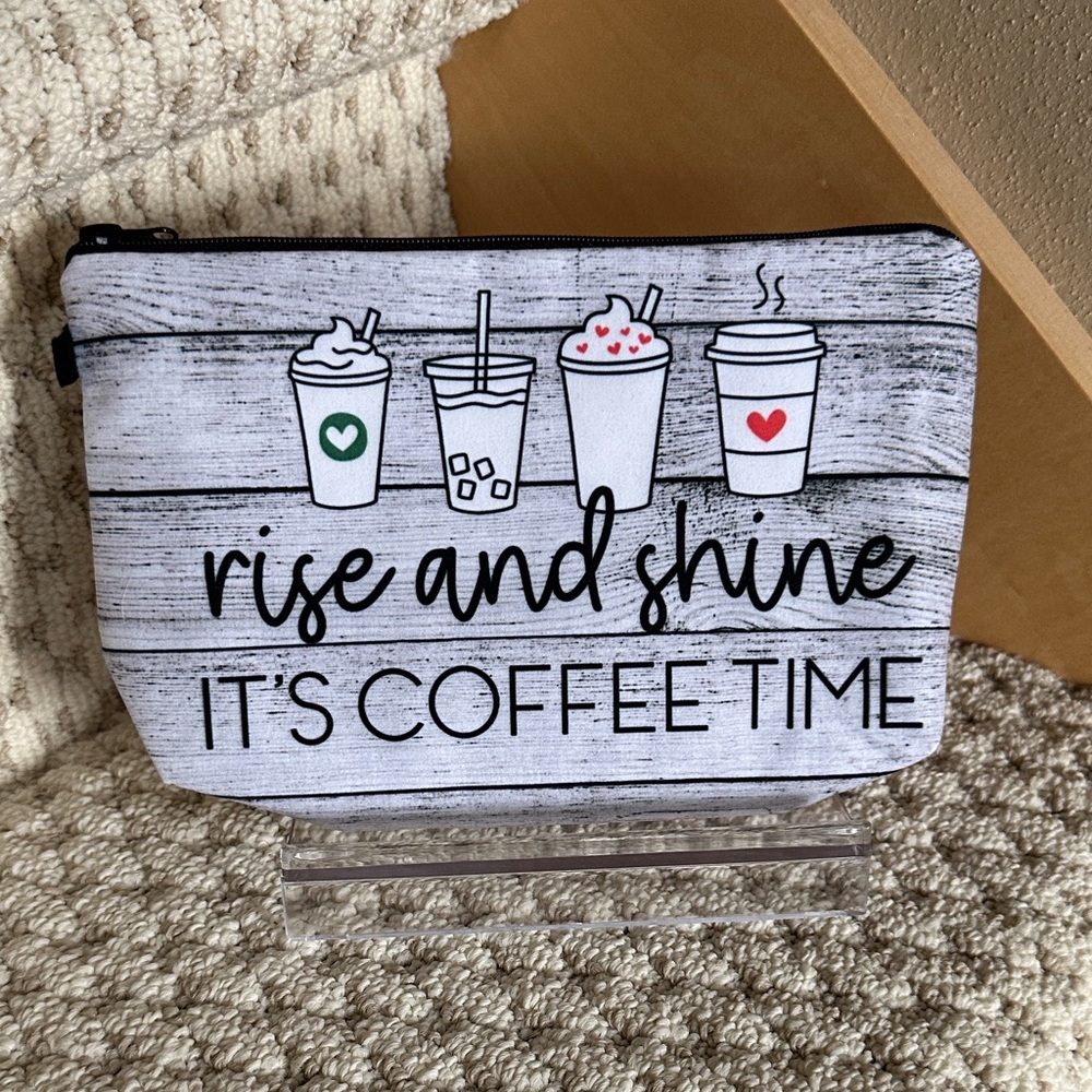 Source Unknown Gray Coffee Time Cosmetic Bag - image 2
